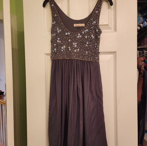 Rebecca Taylor gray silky requin dress, size 0 - Picture 3 of 7